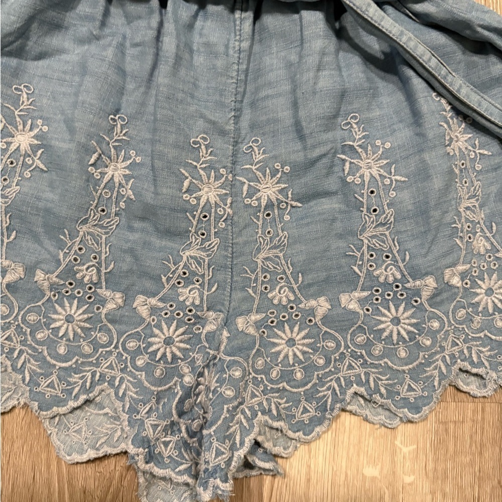American Eagle Outfitters Light Blue Ruffled Romper - Picture 2 of 6